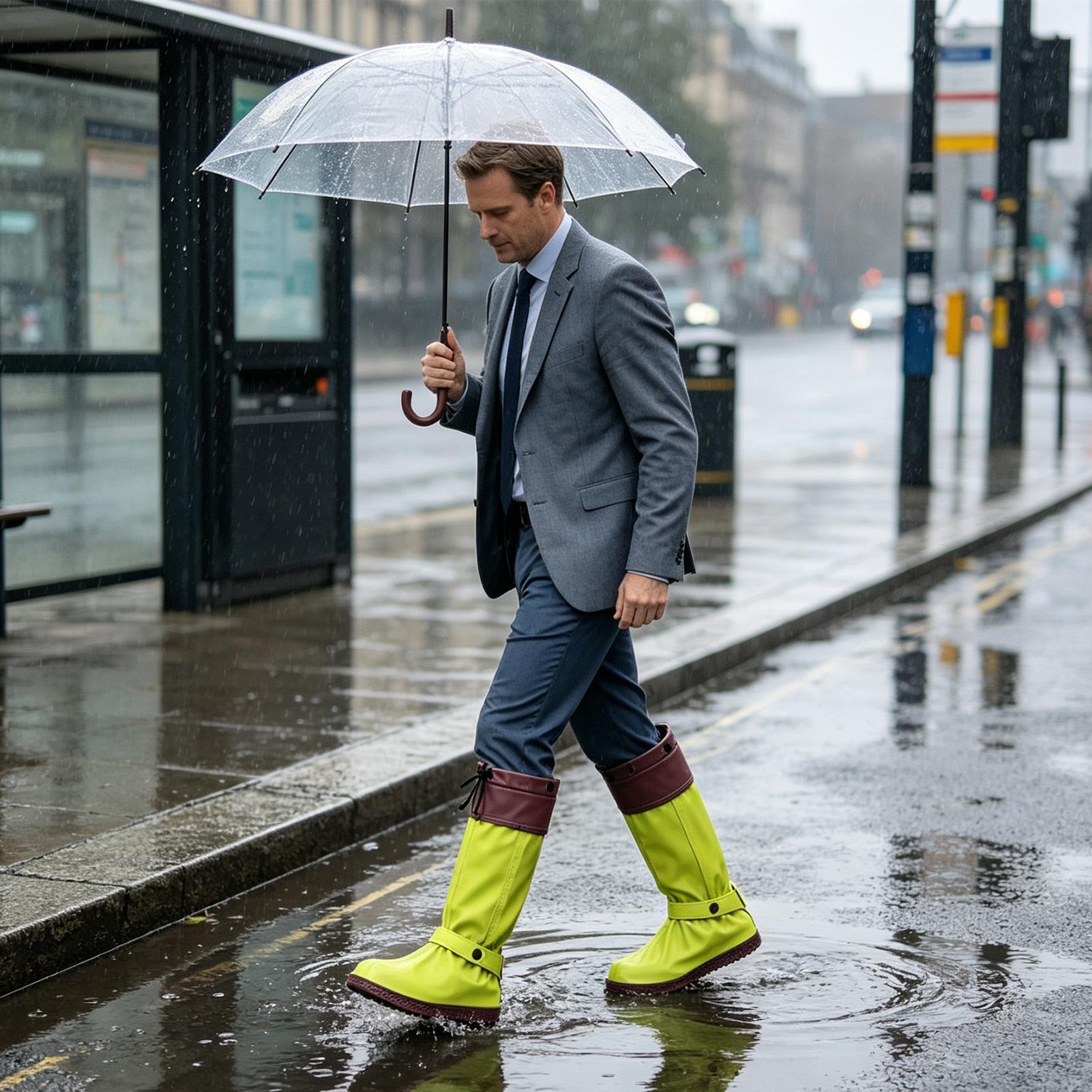 Cycling Commute In Rain - Couvre-chaussures de pluie à fermeture éclair,