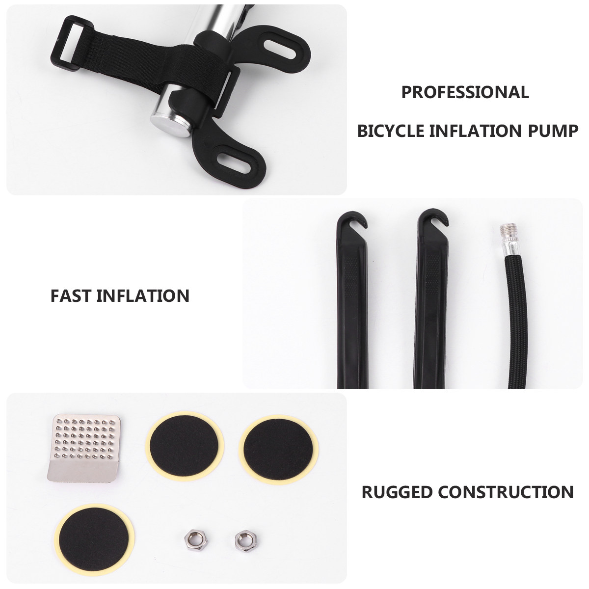 Bike Pump Frame Mount - Kit de réparation de crevaison pour